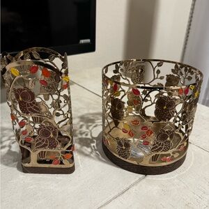 Decorative Owl Candle Holders - Gold and Brown
